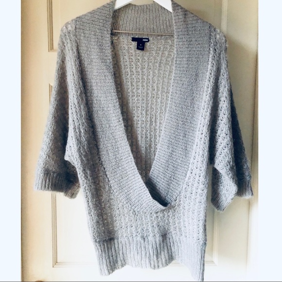 H&M Deep V Neck Sweater Gray S - Picture 2 of 4